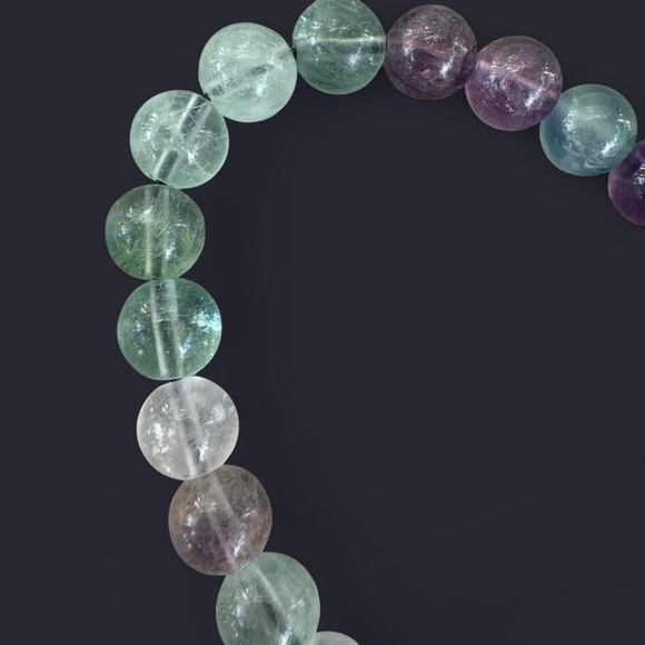 Fluorite Adjustable Gemstone Bead Bracelet 8mm - Picture 5 of 5